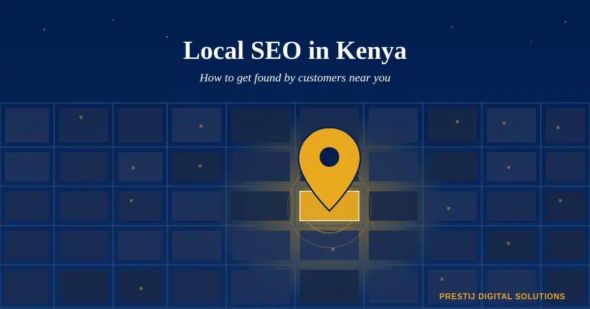 What is Local SEO - glowing location pin standing out against a dark skyline for Kenyan businesses